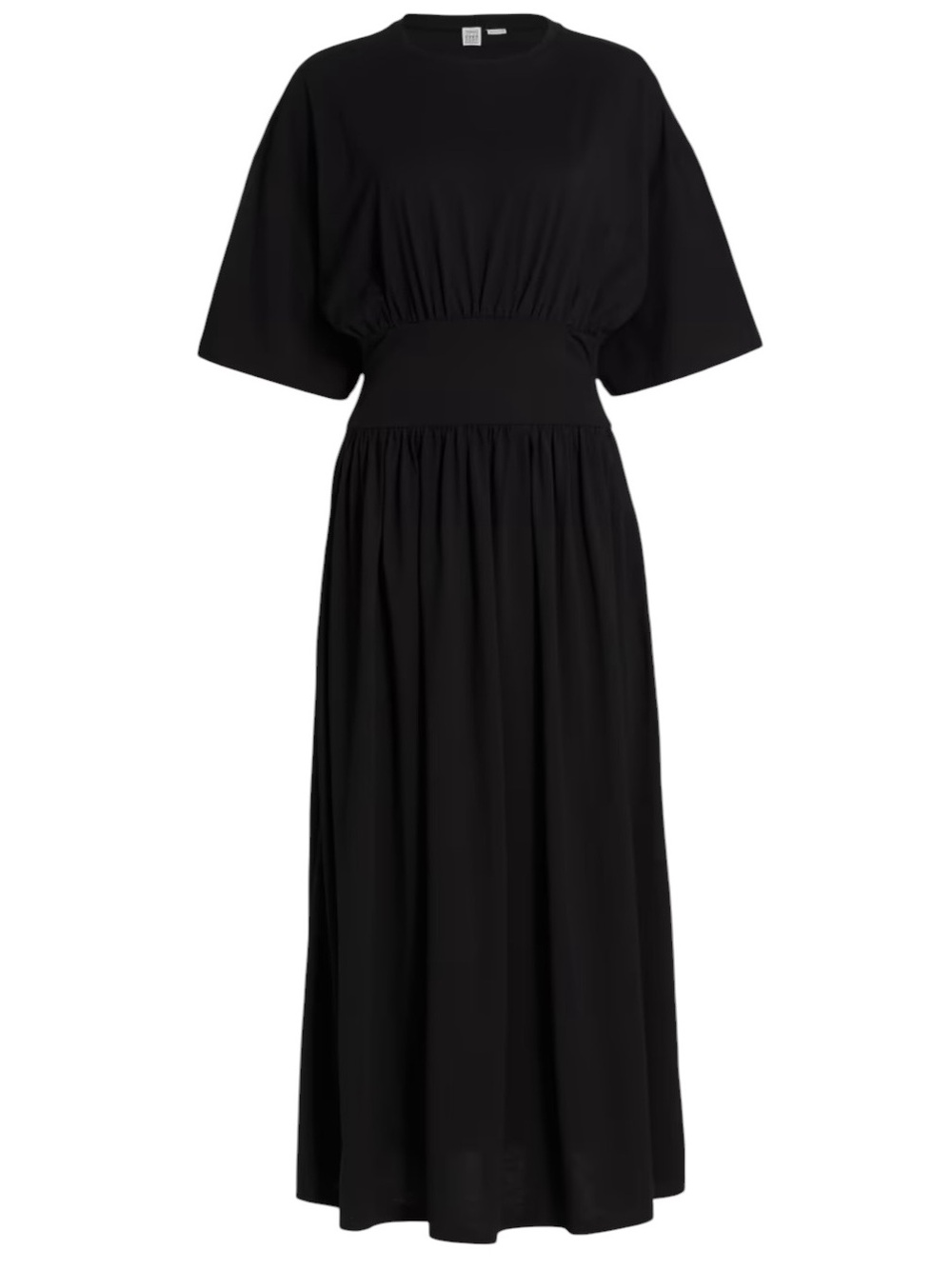 Toteme Cotton A-Line T-Shirt Midi-Dress in Black Size Medium